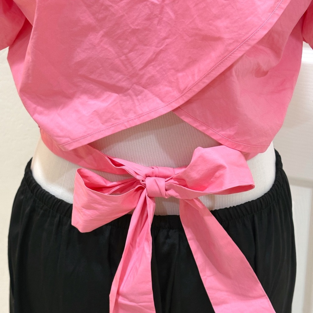Greylin Nadia Tie Back Poplin Crop Top - Picture 6 of 10